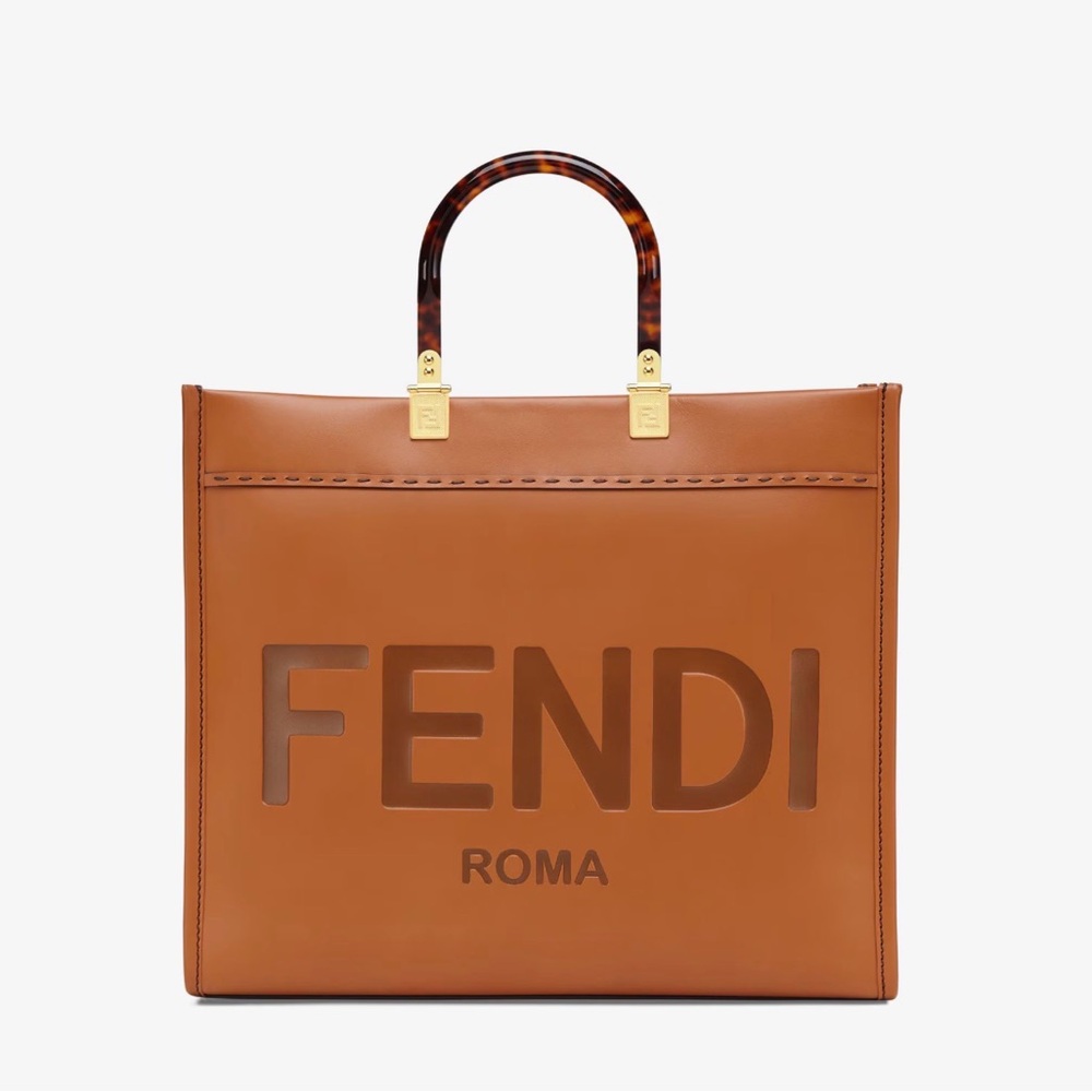 Fendi Tan Leather Shopper with Tortoiseshell Handles